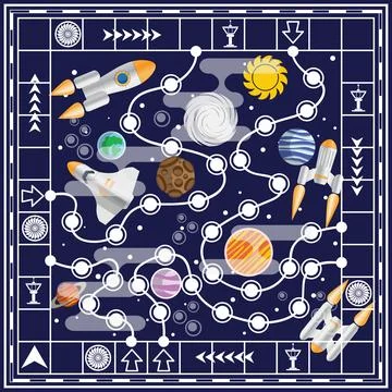 A board game on the space theme. Stock Illustration