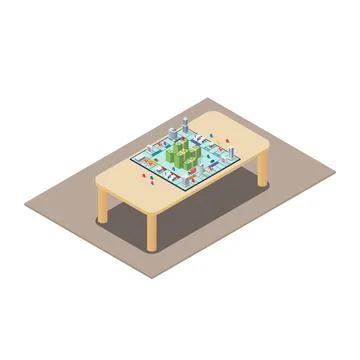 Board game on the table isometric view Ilustración de archivo