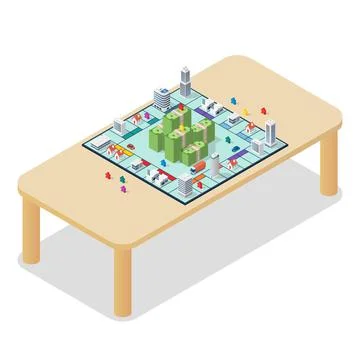 Board game on the table. isometric view Ilustración de archivo