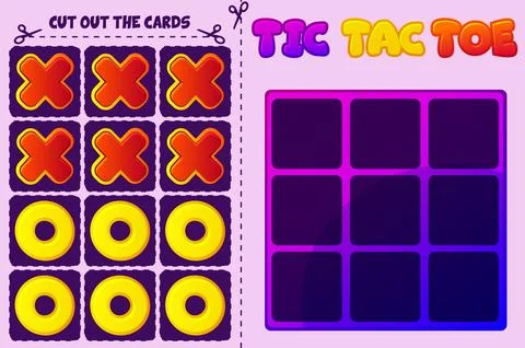 Board game TIC TAC TOE . Vector cartoon strategy game noughts and crosses. .. Stock Illustration