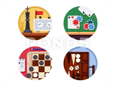 Board games set of icons Stock Illustration