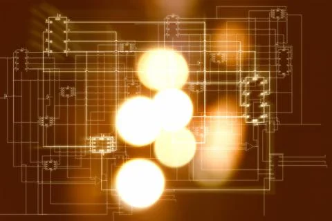 Board layout as a background with light effects Illustrazione stock