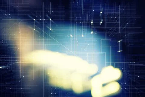 Board layout as a background with light effects Illustrazione stock