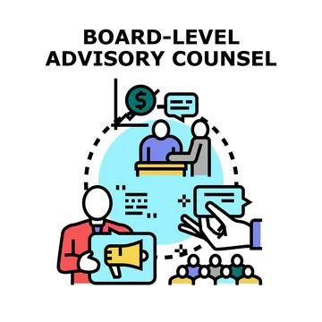 Board level advisory counsel providing business strategy Ilustración de archivo