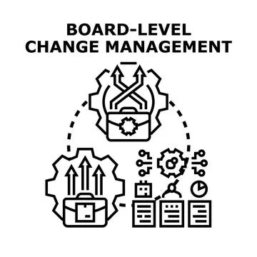 Board level change management process planning transformation Ilustración de archivo