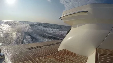 On board low rear view of boat navigating Stock Footage 71003679