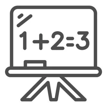 Board with math example line icon, school concept, blackboard sign on white Stock Illustration