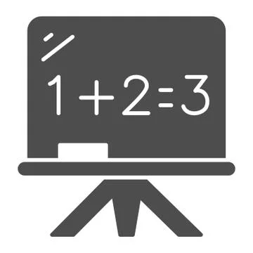 Board with math example solid icon, school concept, blackboard sign on white Stock Illustration