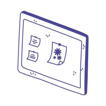 Board note paper drawing flowers isolated icon design Stock Illustration