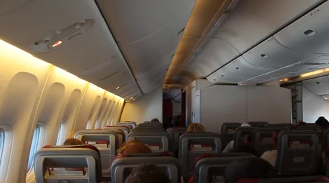 Board the plane with passengers Stock Footage 54074494