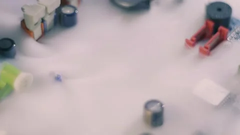 On board with processor, like water, smoke is flowing down Stock Footage 313160865