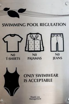 Board rules for dressing in the swimming pool Stock Photos