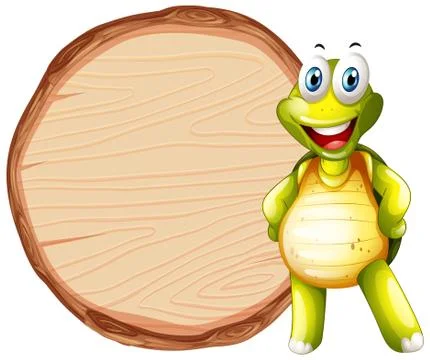Board template with cute tortoise on white background Stock Illustration