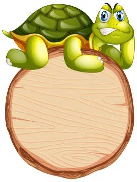 Board template with cute tortoise on white background Stock Illustration