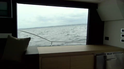 On board view of boat navigating on choppy sea Stock Footage 56280800