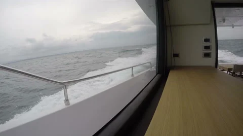 On board view of boat navigating on choppy sea Stock Footage 67569224