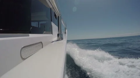 On board view of boat navigating on choppy sea Stock Footage 67569237