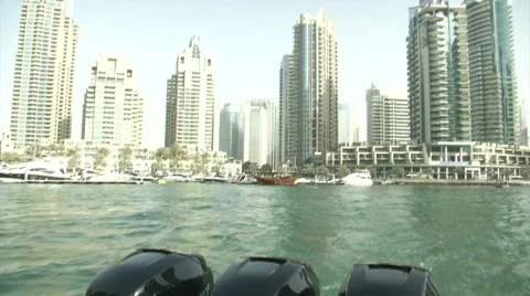 On board view of boat navigating in Dubai Stock Footage 52783712