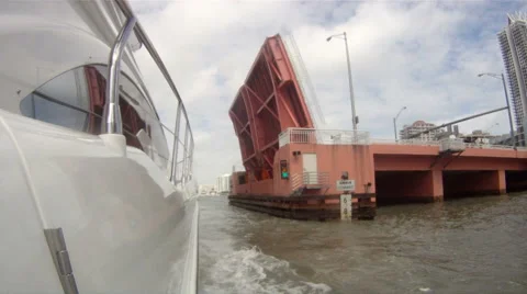 On board view of boat navigating in Miami  Stock Footage 41709613