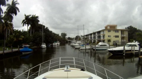 On board view of boat navigating in Miami  Stock Footage 41710273