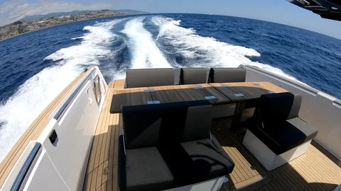 On board view of a boat sailing. Stock Footage 122986395