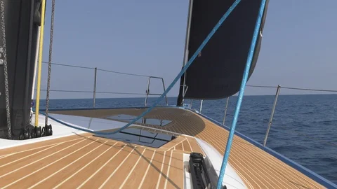 On board view of a boat sailing. Stock Footage 127885028