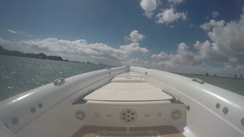 On board view of the bow of a RIB navigating fast Stock Footage 74181429