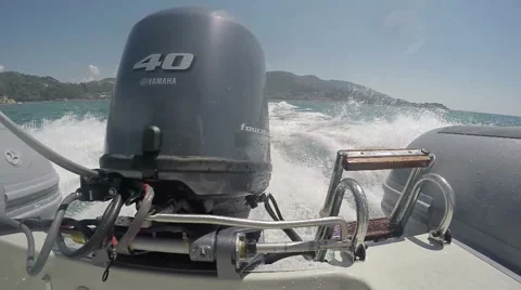On board view of the engine of a rib navigating Stock-Footage 52782942