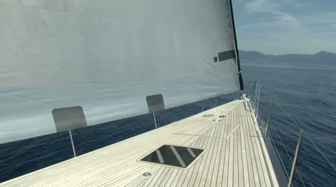 On board view of sailing boat navigating  Stock Footage 43324703