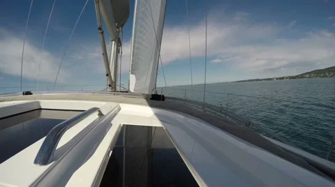 On board view of a sailing boat navigating Stock Footage 67499150