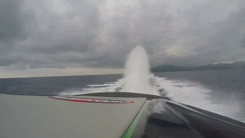 On board view of the wake of a Cigarette Marauder racing boat going fast. Stock Footage 82277475