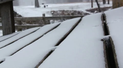 Board Walk Snowing Video stock 1090216