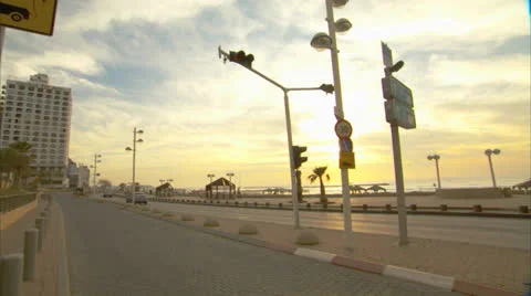 Board walk Tel Aviv Pan Right to Left Day2 Stock Footage 25136120
