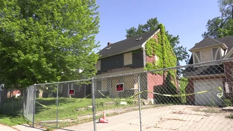 Boarded up abandoned foreclosed homes Video stock 155545754
