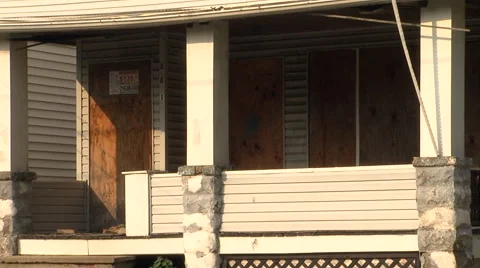 Boarded up Home Stock Footage 62767948