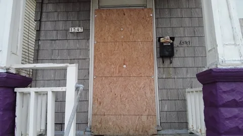 Boarded up house Stock Footage 234651673