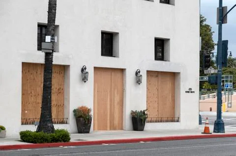 Boarded up shops on Rodeo Drive Stock Photos
