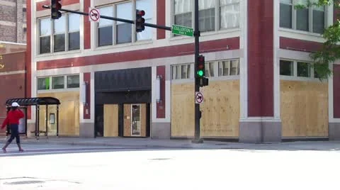 Boarded Up Storefronts Stock Footage 11135294