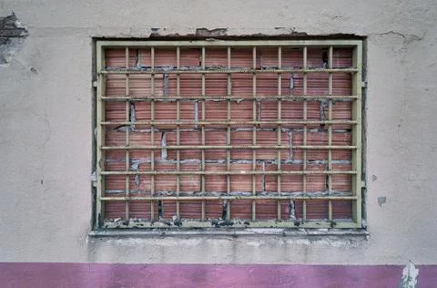 Boarded window in the city Stock Photos