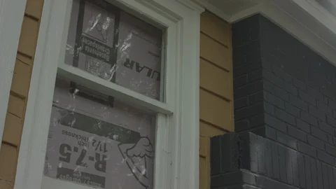 Boarded Up Window Construction Video stock 124955496