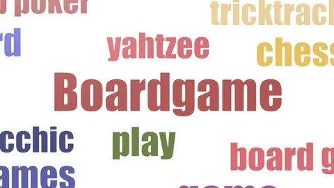 Boardgame Tag Cloud Animated On White Background Stock Footage 107232302