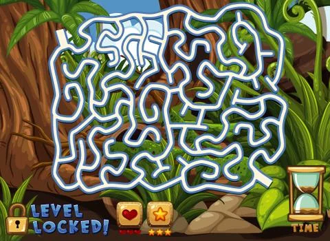 Boardgame template with green forest background Stock Illustration