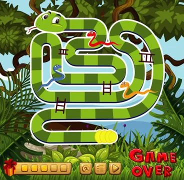 Boardgame template with green forest background Stock Illustration