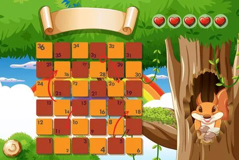 Boardgame template with squirrel in background 스톡 일러스트