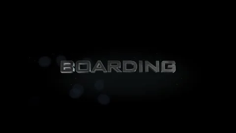 Boarding 3D title metal text on black alpha channel background Stock Footage 256991273