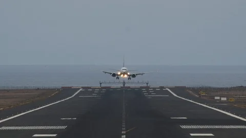 A boarding aircraft going towards the camera Stock Footage 115086949