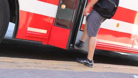 Boarding bus 2989 Stock Footage 1056681