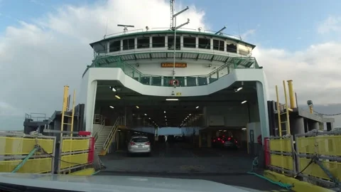 Boarding On a Ferry by Car Stock Footage 200956561