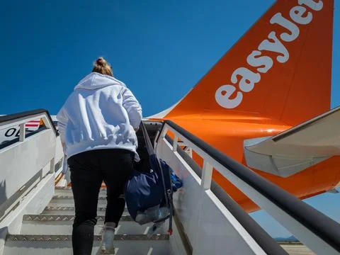 Boarding a flight. Stock Photos