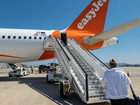 Boarding a flight. Stock Photos